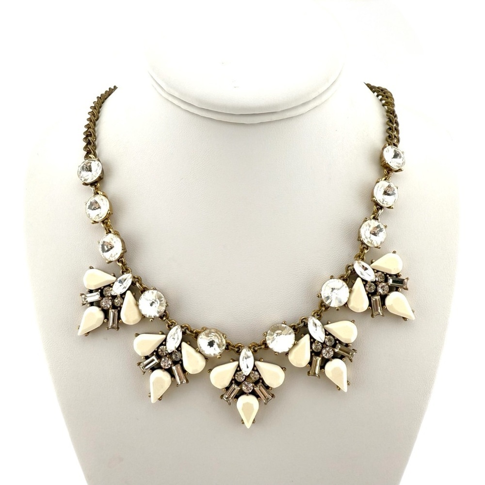 J. Crew White and Gold Floral Necklace